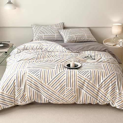 100% Cotton Duvet Cover Set Simplicity Geometric Patterns Printing
