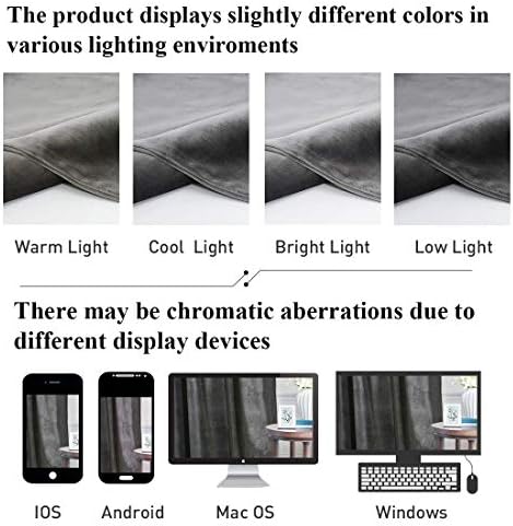 StangH Grey Velvet Curtains Back Tab for Living Room, W52 x L120, 2