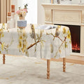 Flower and Bird Print Oval Table Cloth, Waterproof Duty Vinyl Plaid