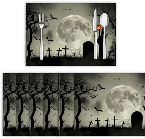 Halloween Cemetery Placemats Grave Hands Non-Slip Insulation Placemats