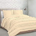 3 Piece Full Ruffles Layers Duvet Cover Set with Zipper Closure, 100%