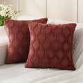 Volcanics Pack of 2 Faux Wool Rust Red Throw Pillow Covers 18x18 Inch