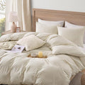 Andency Cream Gingham Duvet Cover Full, 100% Wash Cotton Bedding