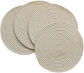 WAZAIGUR Round Placemats Set of 4 Thick Cotton Rope, 13inch, Khaki &