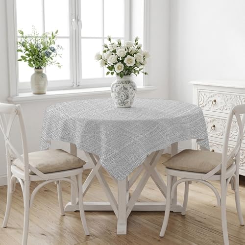 Rustic Light Gray Table Cloth, Farmhouse Solid Color Waterproof