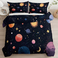 King Duvet Cover Set Space Elements Celestial Stars Soft Microfiber