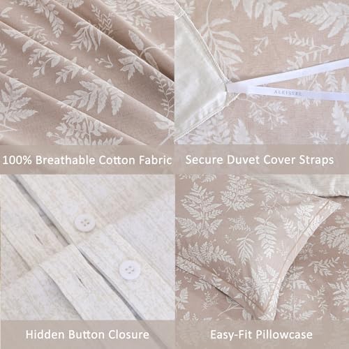 ALEISSEL 100% Natural Cotton 3pcs Queen Duvet Cover Sets - Blush Beige