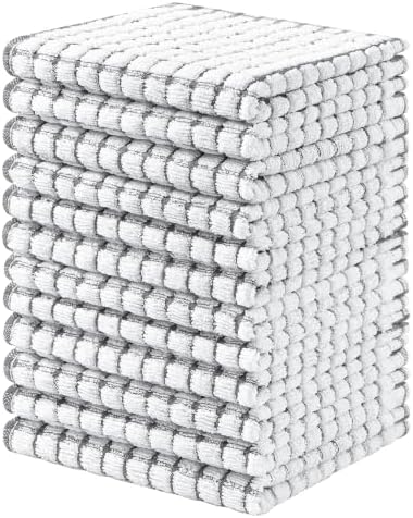 Homaxy 12 Pack Terry Kitchen Dish Cloths, 12"x12", Grey