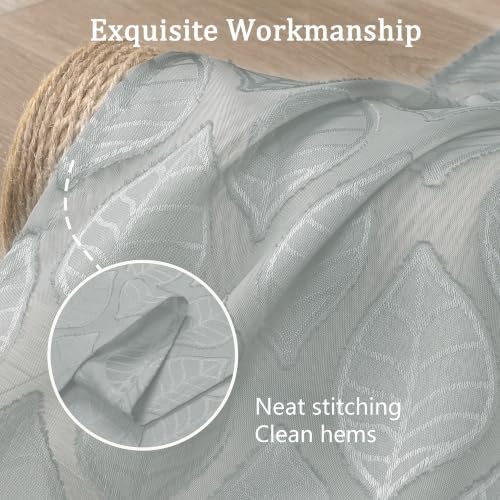 Simplebrand Light Grey Semi Sheer Curtains 63 Inch Length 2 Panels for