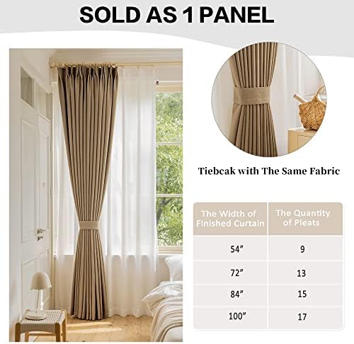 HUTO 100 Percent Blackout Pinch Pleat Curtain for Bedroom, Triple