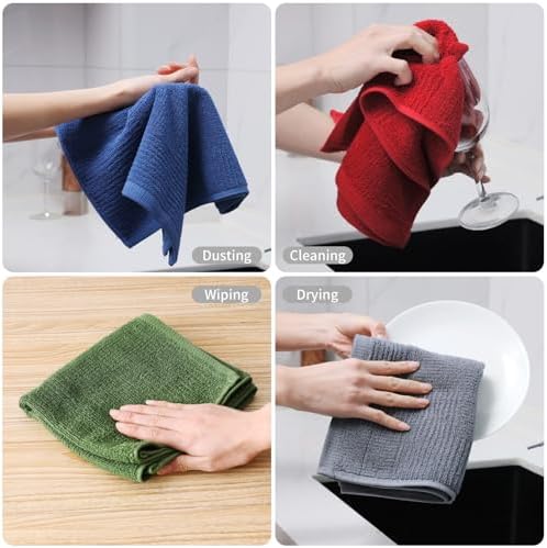 Glynniss Dish Towels for Kitchen, 100% Cotton Kitchen Towels