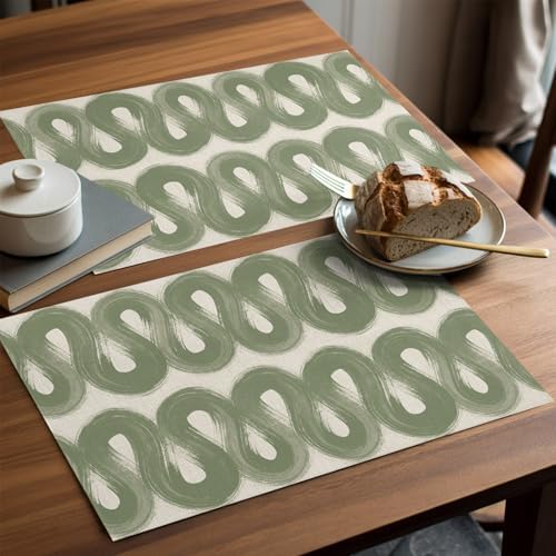 Round Placemats Set of 8 Neutral Waves Place Mats Nature Minimalist