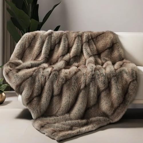 INCHGRASS Faux Mink Fur Blanket Luxury Fur Throw Blanket Sofa Fluffy