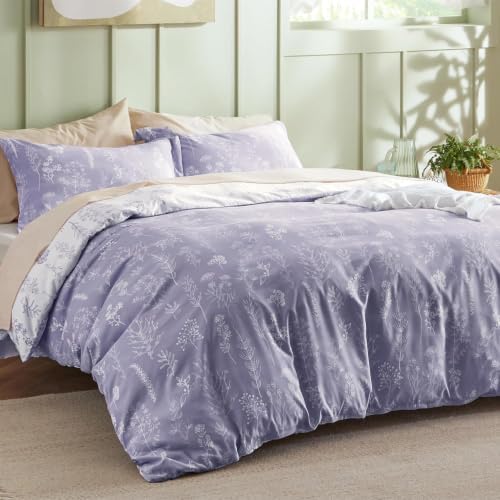 Branches Leaves Duvet Cover King Size Microfiber Gray 104"x90"