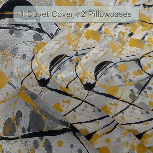 Soft Breathable Duvet Cover Set Grey, Abstract Ellipse Paint Print