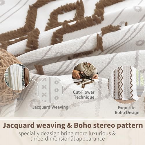 Boho Taupe Curtains 84 Inches Long French Design for Living Room