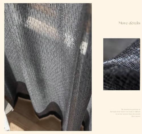 Gray Sheer Curtains 63 inch Long 2 Panels, Solid Color Grommet Top