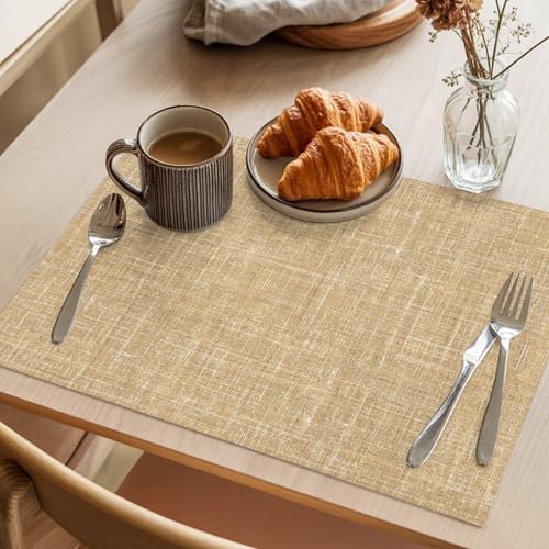 Placemats Set of 8, Khaki Woven Placemat, Linen Place Mats for