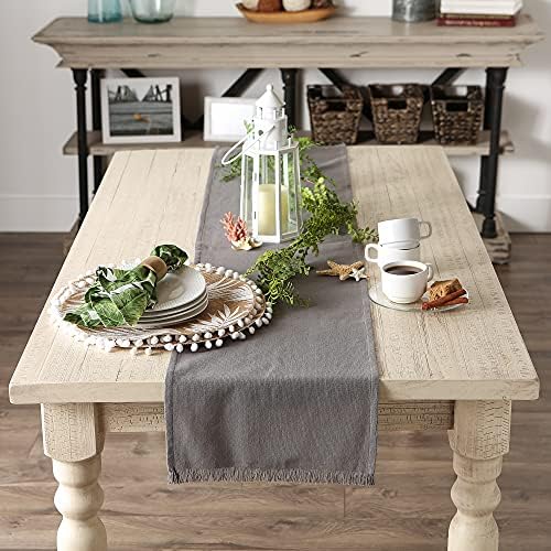 DII Everyday Collection, Fringed Solid Tabletop, Table Runner, 14x108