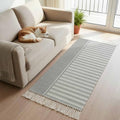 Gray Striped Hallway Runner Rug 2'x5', Boho Stripes Minimalist Vintage