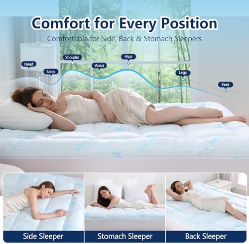 DOWNCOOL 100% Waterproof Queen Mattress Topper, Viscose Derived from