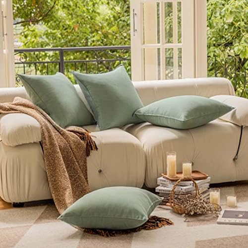 Demetex Outdoor Throw Pillow Covers 18x18 Set of 4 Waterproof Square