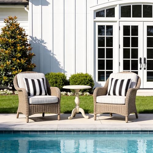 Outdoor Waterproof Throw Pillow Covers 18x18 Inch Set of 2, Striped