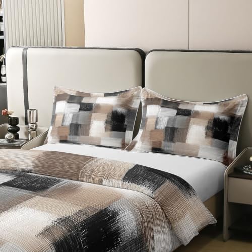 Feelyou Geometric Abstract Duvet Cover 100% Cotton King Size Gray