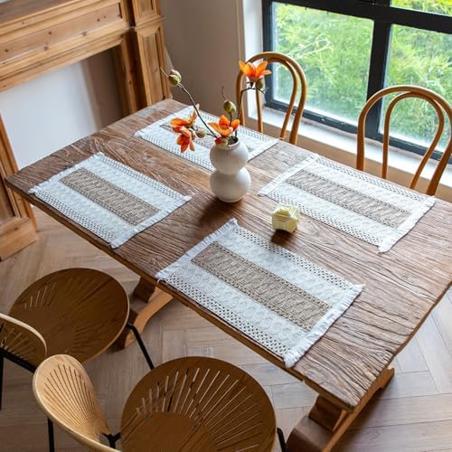 Rectangular Placemat Set of 4, Cotton Linen Place Mats Heat Resistant