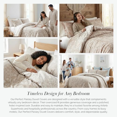 Reversible Paisley Duvet Cover Queen Size / Full Set 3 Piece Boho