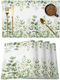 Placemats Set of 8, Light Green Eucalyptus Leaves Woven Placemat