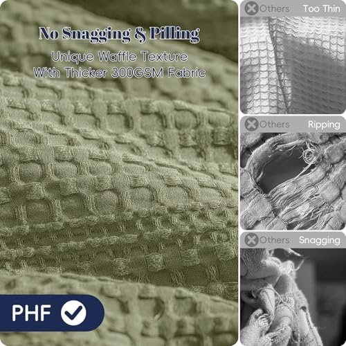 PHF Ultra Soft Waffle Weave Duvet Cover King Size 3 Pieces - 3D