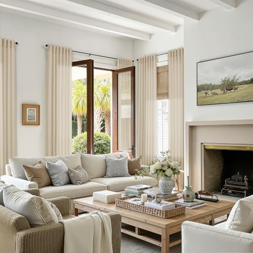 Nanspring Linen Curtains 50 x 96 Inch Long for Living Room Taupe