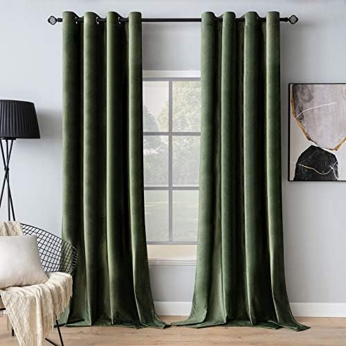 MIULEE Velvet Blackout Curtains Olive Green 52 x 120 Inch Length 2