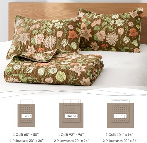 Exclusivo Mezcla Reversible Floral Quilt King Size Brown