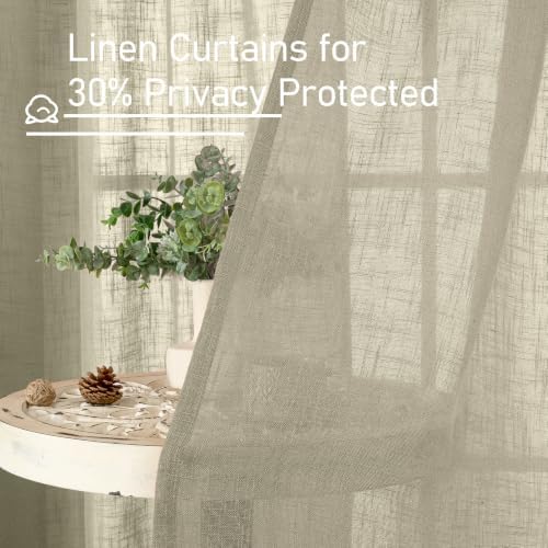 LAMIT Linen Curtains for Living Room 84 inch Length 2 Panels