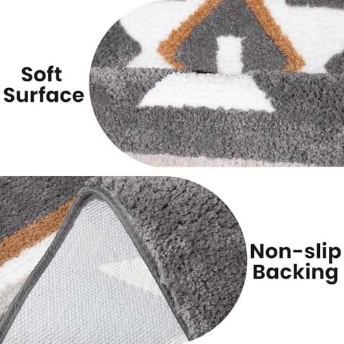Bathroom Runner Rug, Grey Western Non Slip Washable Long Bath Rug