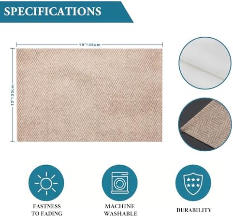 Beige Burlap Texture Placemats Set of 8, Cotton Linen Fabric Place