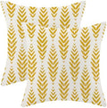 Mustard Yellow Boho Pillow Covers 20 x 20 Inch Set of 2 Herringbone