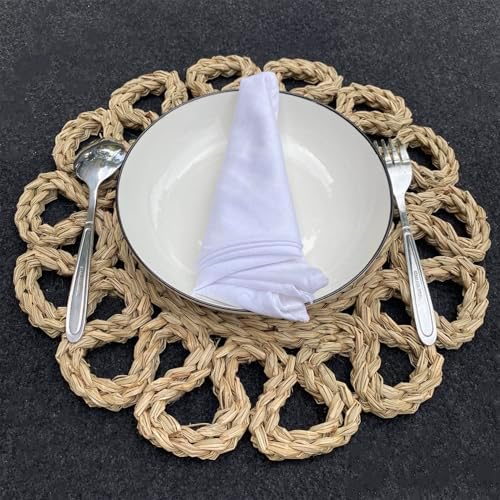 13.8" Set of 8 Round Seagrass Placemats by Laquedecraft
