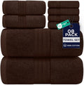 DAN RIVER 8 Piece Luxury Bath Towels for Bathroom, Towel Set, Brown