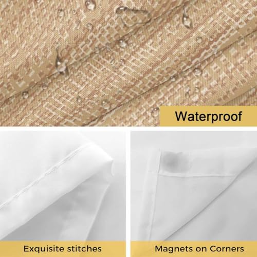 Beige Linen Texture Shower Curtains Set Rustic Solid Color Backdrop No