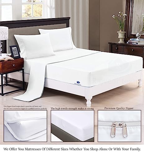 Zipper Fitted Sheet King Light Grey Soft Microfiber 18" Deep Pocket