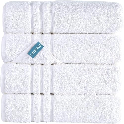 Litanika Linen 4 Piece Bath Towels, 100% Cotton Quick Drying Towels