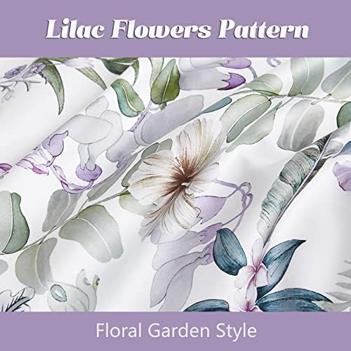 Floral Garden Style Duvet Cover Set Watercolor Purple Bedding Set