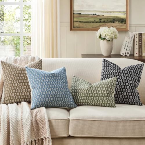 2 Pack Decorative Floral Print Pillow Covers 18x18in, Cinnamon