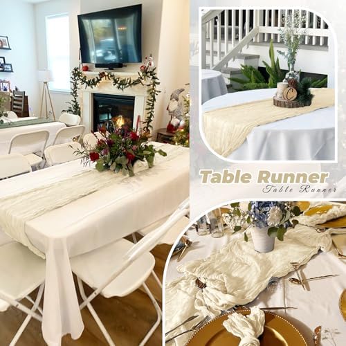 6 Pack Ivory Cheesecloth Table Runner 20 x 120 Inch Gauze Table Runner