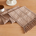 ZeeMart Macrame Style Boho Table Runner, 12x48 Inch Taupe