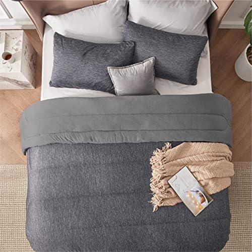 Bedsure Queen Comforter Set, Cooling & All-Season Bedding, Dark Grey