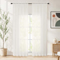 Simplebrand Ivory Sheer Long Curtains 96 Inches Long 2 Panels, 52 W x